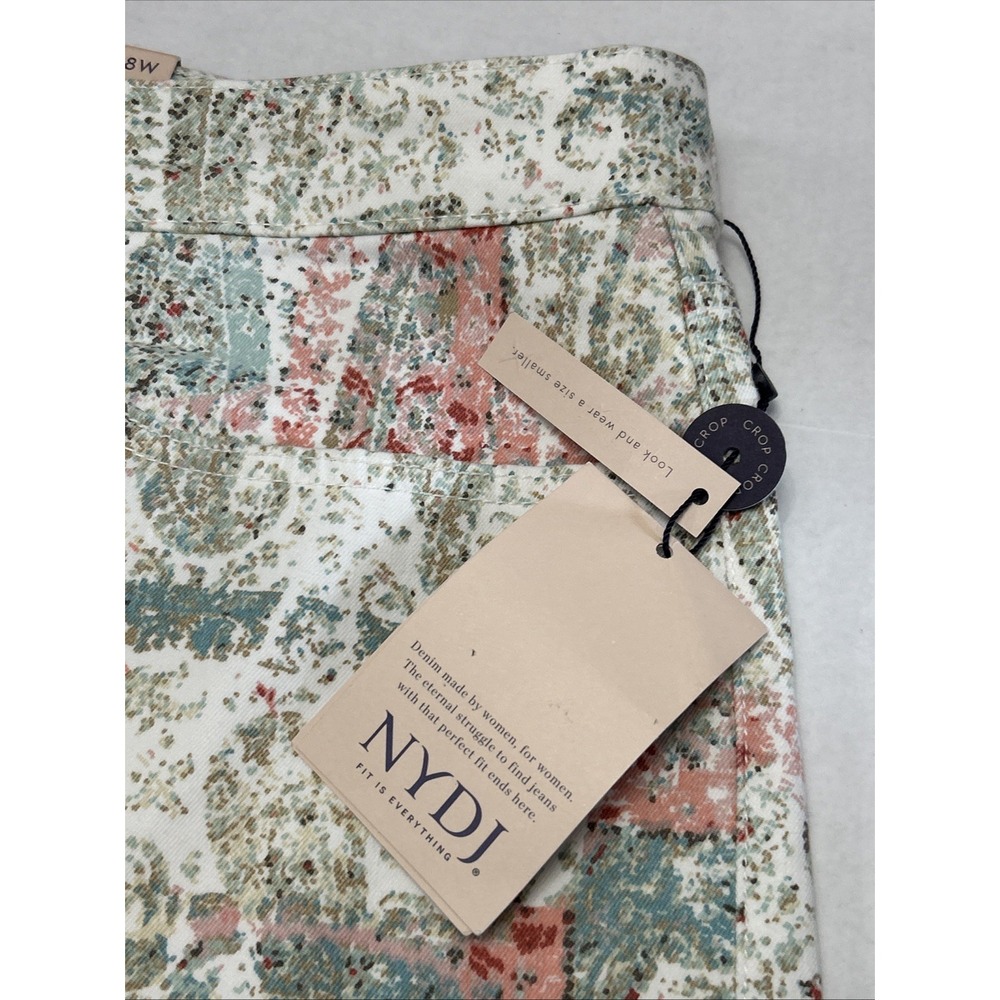 NWT NYDJ Marilyn Paisley Print Crop‎ Jeans Plus Sz 28  $99 Stretch 28W